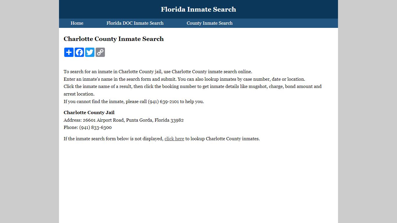 Charlotte County Inmate Search